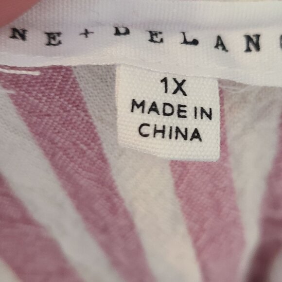 Jane + Delancey Women's Button Up Top Striped Pike and White Size 1X - Picture 6 of 6